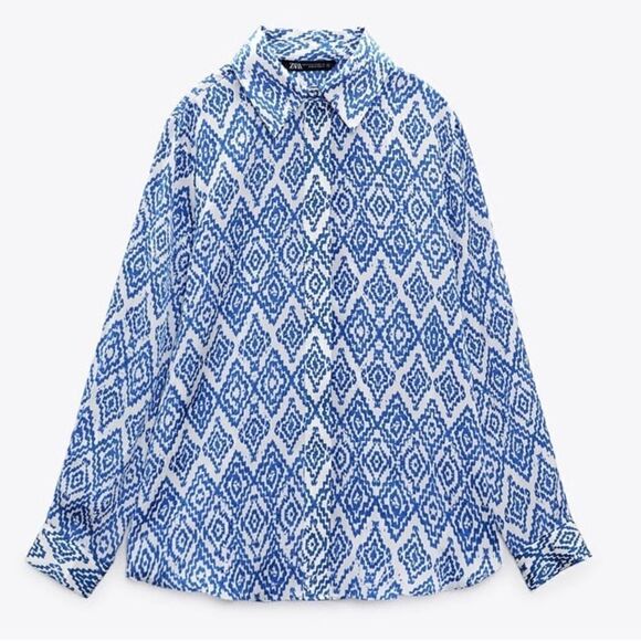 ZARA PRINTED SATIN SHIRT NEW - Picture 4 of 10